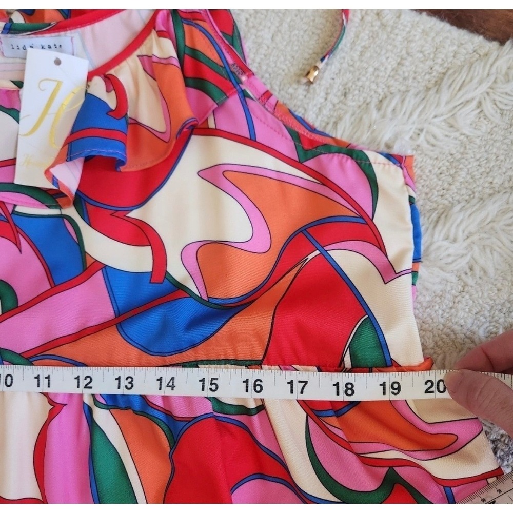NWT Lida Kate Abstract Psychedelic Tiered Maxi Dress in Pink Multi Color Large - Picture 5 of 9